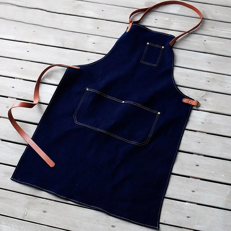 Phụ Nữ Vải Lanh Cotton Tạp Dề Không Tay Pinafore Nhà Bếp Nấu Ăn Bán Hoa Tạp Dề Vòng Dây Có Thể Điều Chỉnh Dây Đôi Móc Khóa Đầm