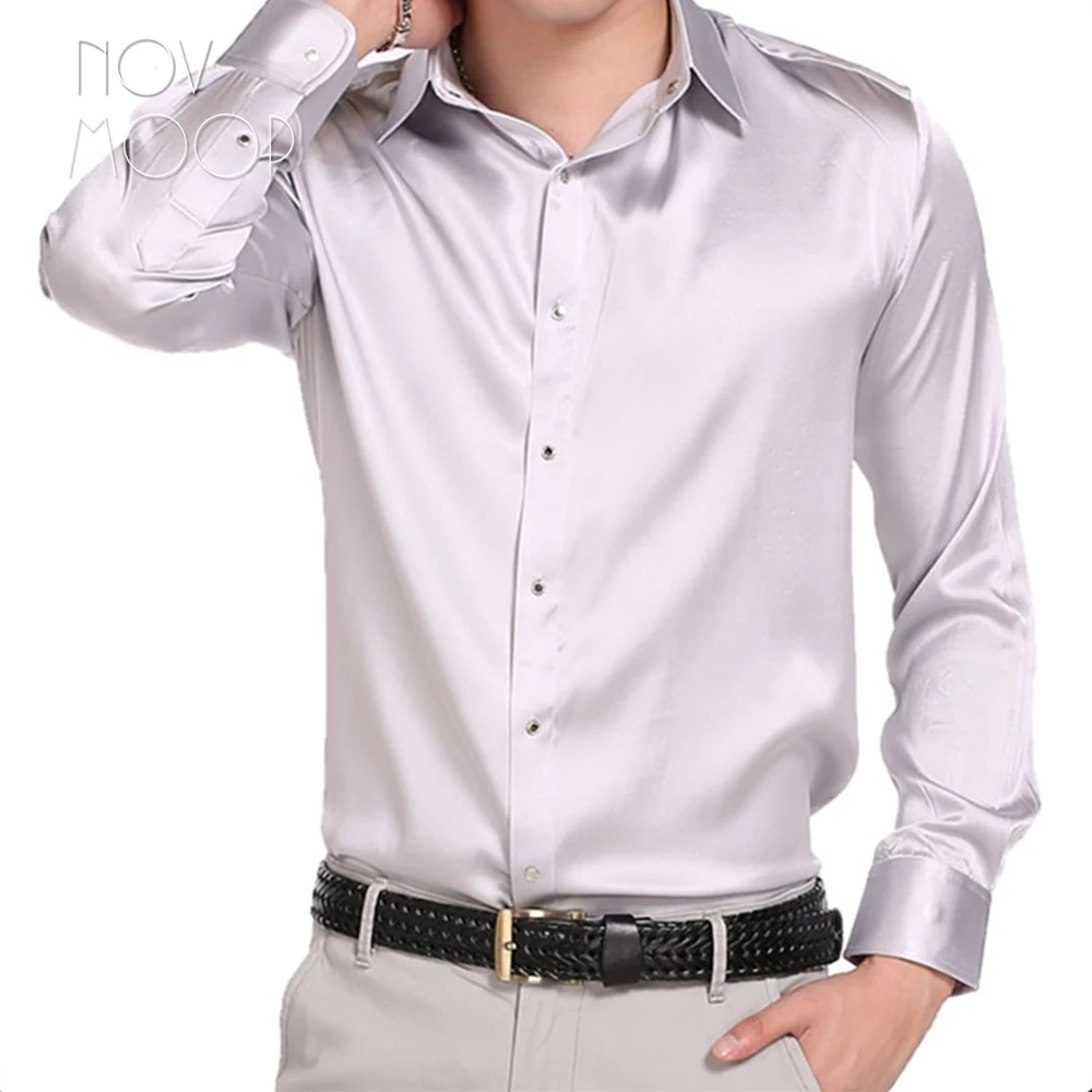 Black purple navy men natural silk shirts long sleeve business shirt cheap chemise homm camiseta masculina vetement homme LT1512