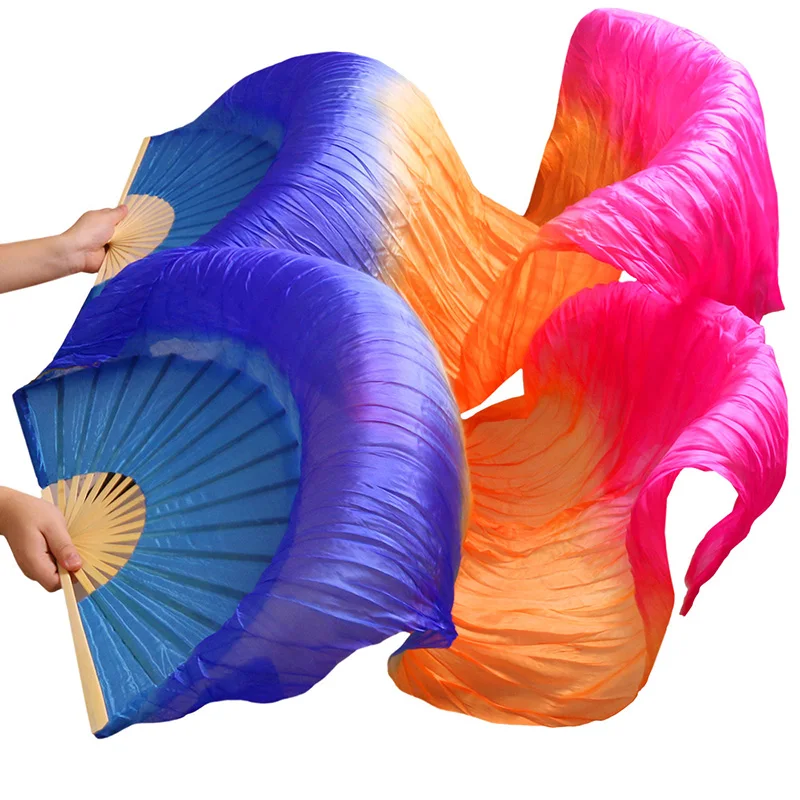 

Принадлежности для танца живота, веер для танца живота, 100% натуральный шелк/искусственный шелк, ручная работа, окрашенная шелковая Фата для танцев, 1 пара, высококачественные шелковые вееры