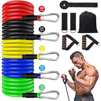 Resistance Bands Set (11 pcs) Fitness Equipment Home Gym Workout Traning Bands Elastic For Gymnastics Pilates Shape Body