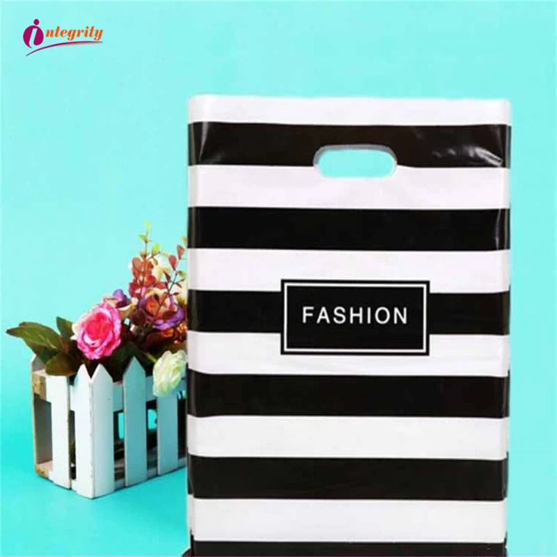 INTEGRITY 15*20cm 50pcs Wedding gifts boutique gifts shopping packaging plastic Handle Bags Jewelry Plastic package storage Bags