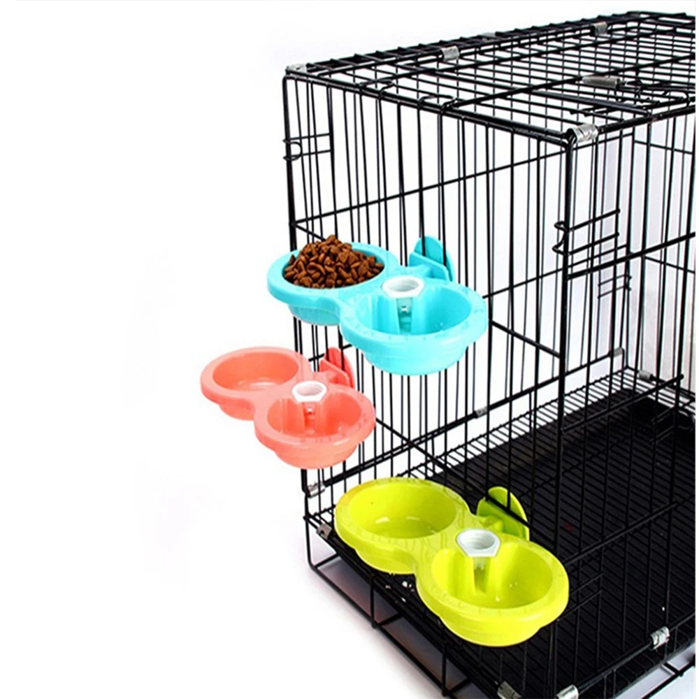 

Double Pet Cage Hanging Food Bowls Automatic Drinking Water Feeder 3 Colors Cat Bowl Puppy Feeding Supplies Dog Accessories