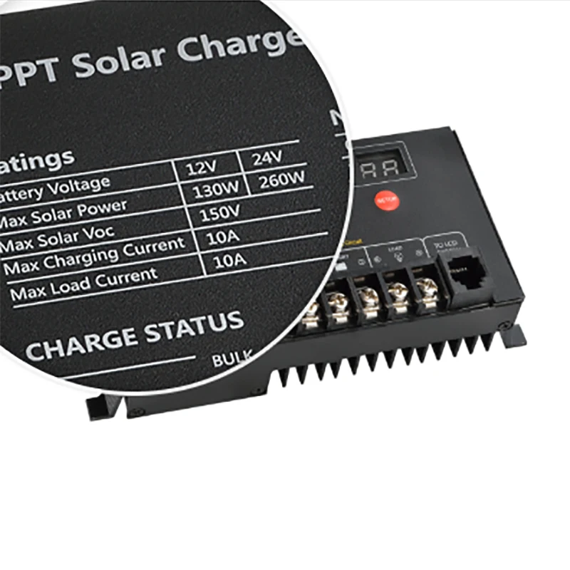Regulator ładowania słonecznego MPPT 10A 12V/24V Regulator Boost Regulator słoneczny wsparcie bateria litowa telefon Caravan Camping łódź RV