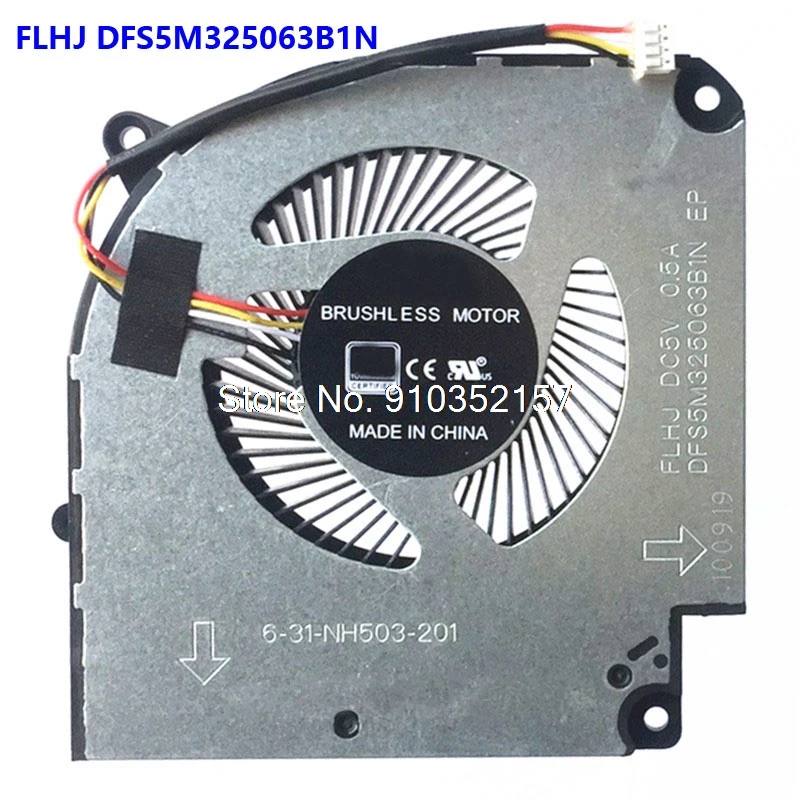 

4PIN FLHJ GPU FAN For CLEVO NH50 NH50ED 6-31-HN503-201 NH50RD NH57ED NH57RD FLHJ DFS5M325063B1N DC5V 0.5A