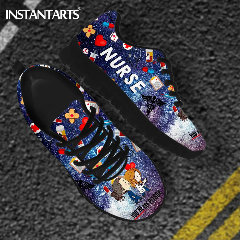 INSTANTARTS Galaxy Grey's Anatomy you are my person Design Nurse Shoes for Women's Flats Sneakers Casual Female Light Footwear