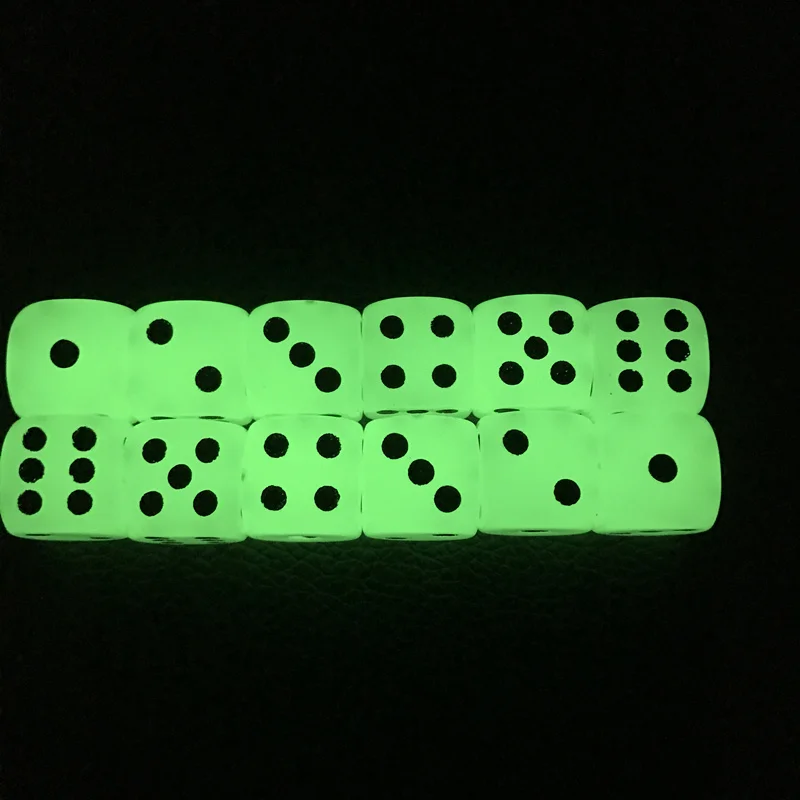 Dados luminosos de 16mm para beber, dados brillantes de esquina redondeada para club nocturno, bares, entretenimiento dedicado, juego de mesa, 6