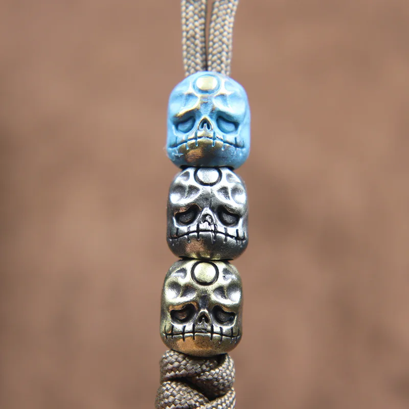 Ghost Skull Knife Beads Lanyard Pendants Brass DIY Paracord Bracelet Accessories Jewelry Retro Punk Specter Umbrella Rope Charms