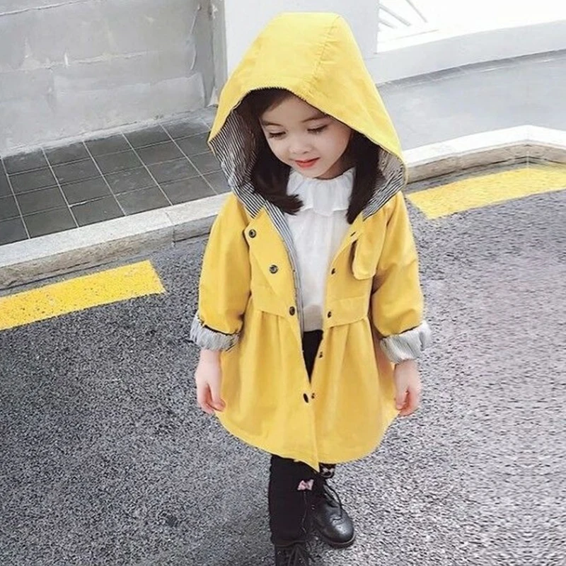 

Spring Clothing Girls Jackets Trench Coat Kids Outerwear Hoodid Child Coats Children Windbreaker For Girls Waterproof Raincoat