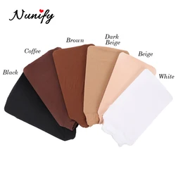 Nunify 6 Colori Beige Marrone Nero di Nylon Tappi Parrucca Per Le Donne 2Pcs Calza Tappi Parrucca di Nylon Elastico Chiudi End protezione Della parrucca