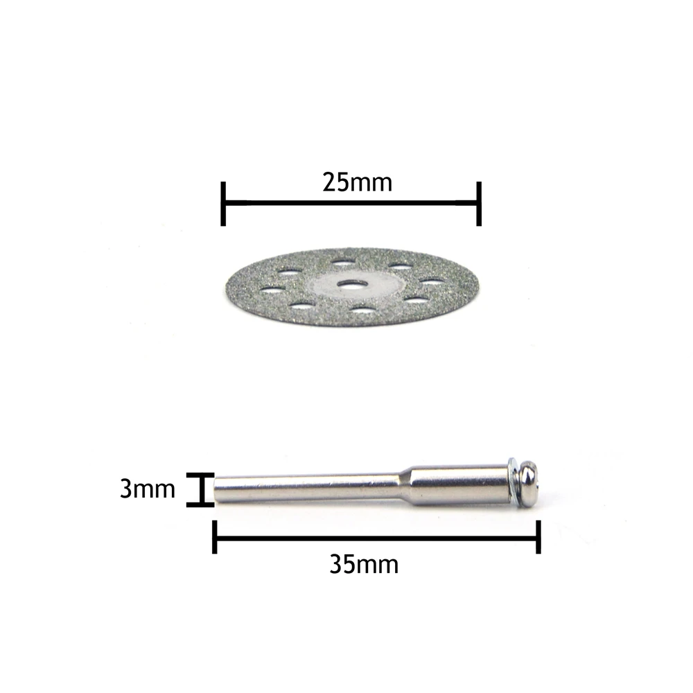 Jeu de lames de scie circulaire, 10 pièces, 22/25mm, 8 trous, avec 2 tiges de 3mm, roue de coupe en diamant pour outil rotatif Dremel