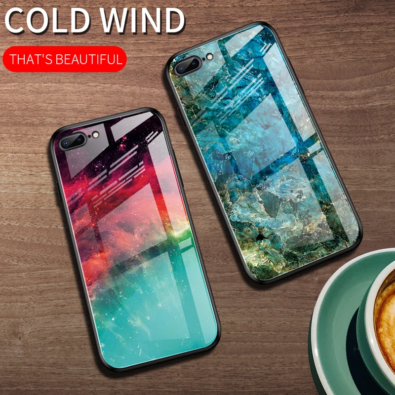 Scratch Resistant Glass Case For Iphone6 7 8plus New Thin Colorful Gradient Tempered Glass Back Cover For IphoneX XS XR XSMAX