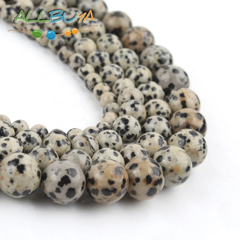 Wholesale  Dalmation Stone Round Loose Beads For Jewelry Making DIY Bracelet  Natural  Jaspers  Handmade Accessories 2-12mm 15''