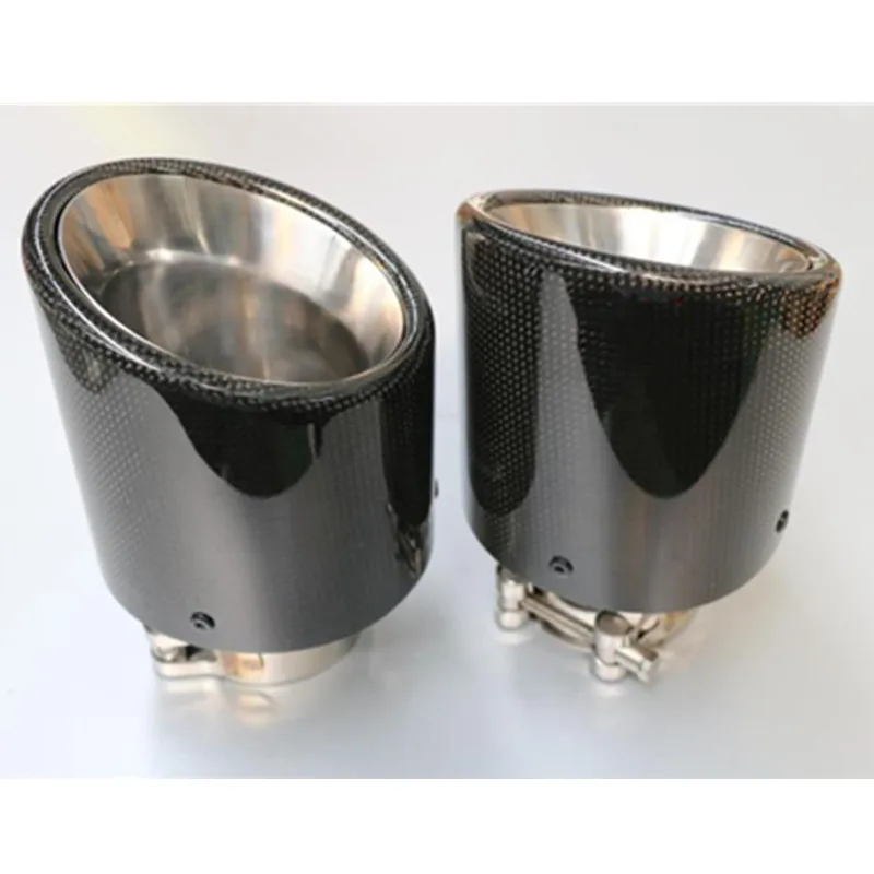 Car Styling 1pcs Muffler Inlet48-80mm outlet 114mm Glossy Carbon Fiber Muffler Universal Pipe Tip Tailtip Exhaust tip
