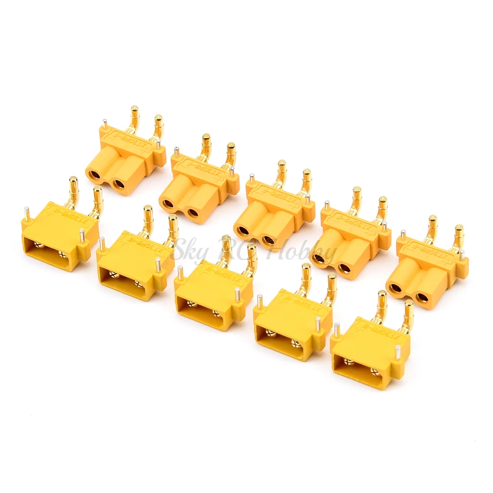 Amass XT30PW ESC Motor PCB board plug Banana Golden XT30 Upgrade Right Angle Plug Connector for RC Models