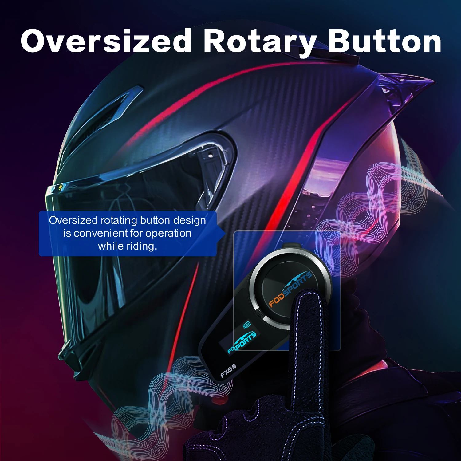 Fodsports FX6S Helmet Bluetooth Intercom Motorcycle Helmet Headset 6 Rider BT 5.0 Interphone with FM Radio,OLED Screen
