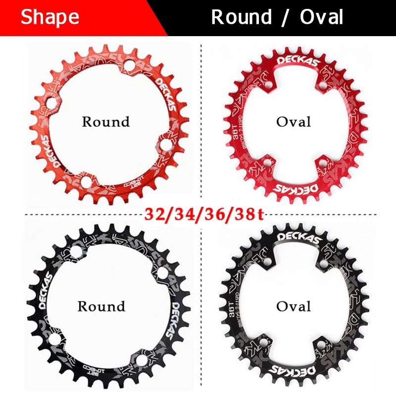 Deckas 104BCD Oval Narrow Wide Chainring MTB Mountain Bicycle 32T 34T 36T 38T Crown Crankset Single Tooth Plate Parts 104 BCD