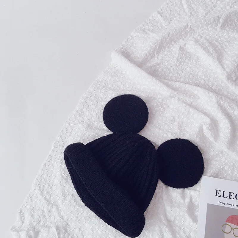 Winter Kids Hat Boys And Girls Soft Cotton Warm Knit Hat & Cap Children Cartoon Mouse Ears Beanie Bonnet Enfant Fashion Baby Hat