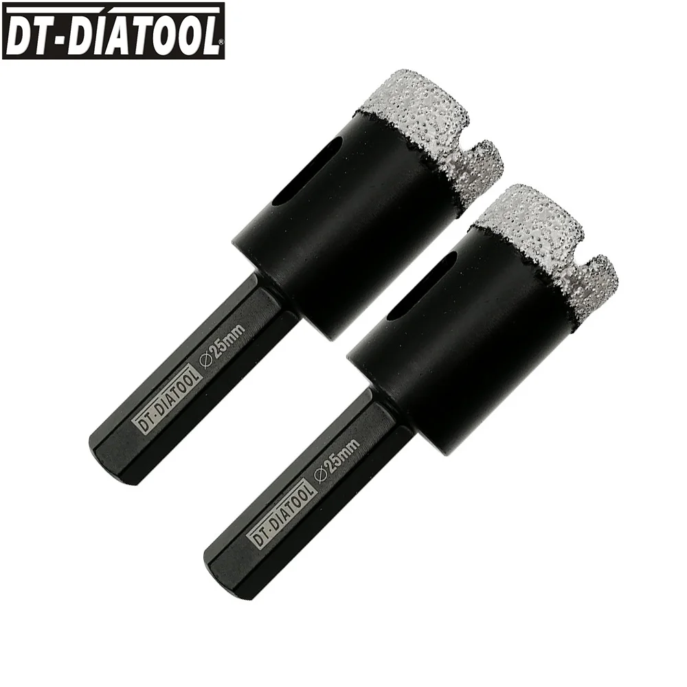 

DT-DIATOOL 2 шт. Dia25mm сухой вакуумной пайки шестигранный хвостовик алмазное сверло коронка гранит мрамор Отверстие пила Керамическая Плитка сверло