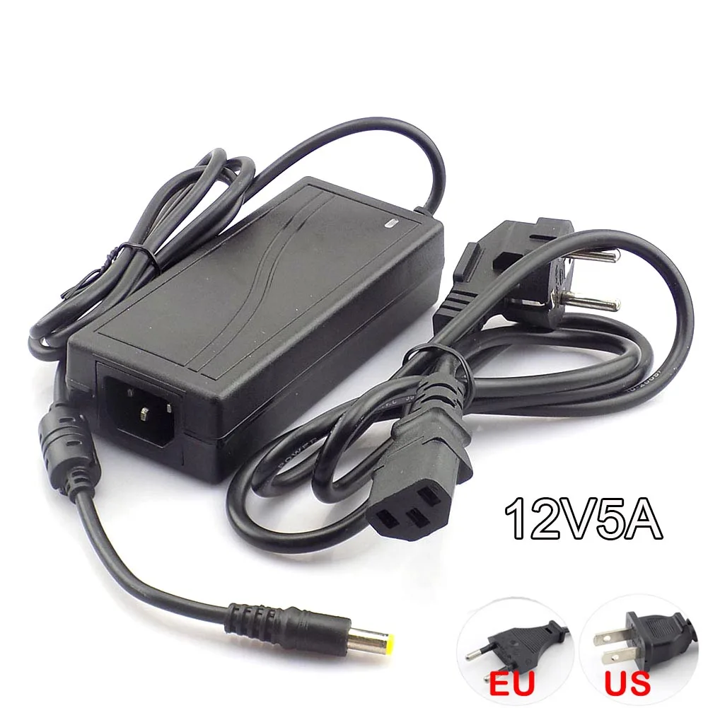 DC 12V 5A Switch Power Supply Adapter Transformer 110V -240V for Camera CCTV DVR Surveillance LED Strip Light RGB 5050 L19