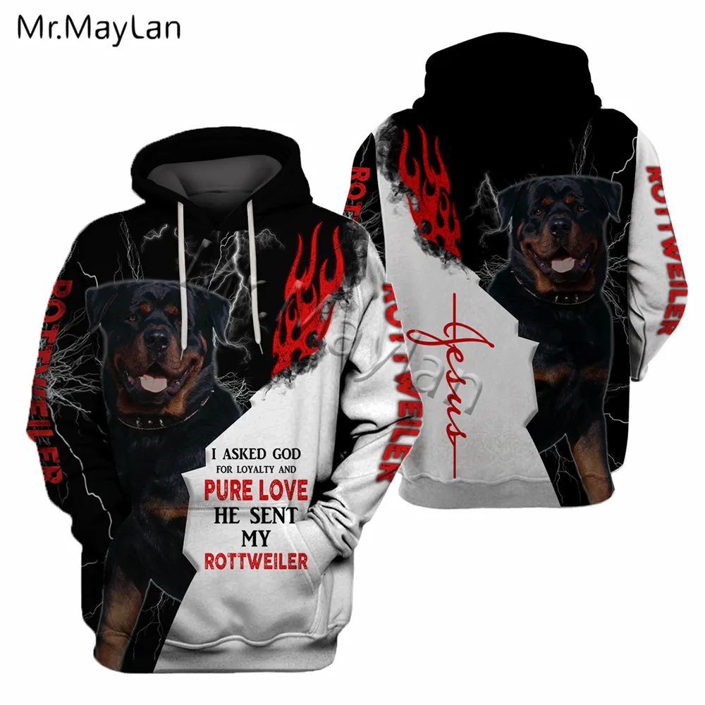 

Animal Dog Rottweiler I Asked God for Loyalty n Pure Love 3D Printed Hoodies Man Casual Pullovers Jacket Oversized Tops Clothing