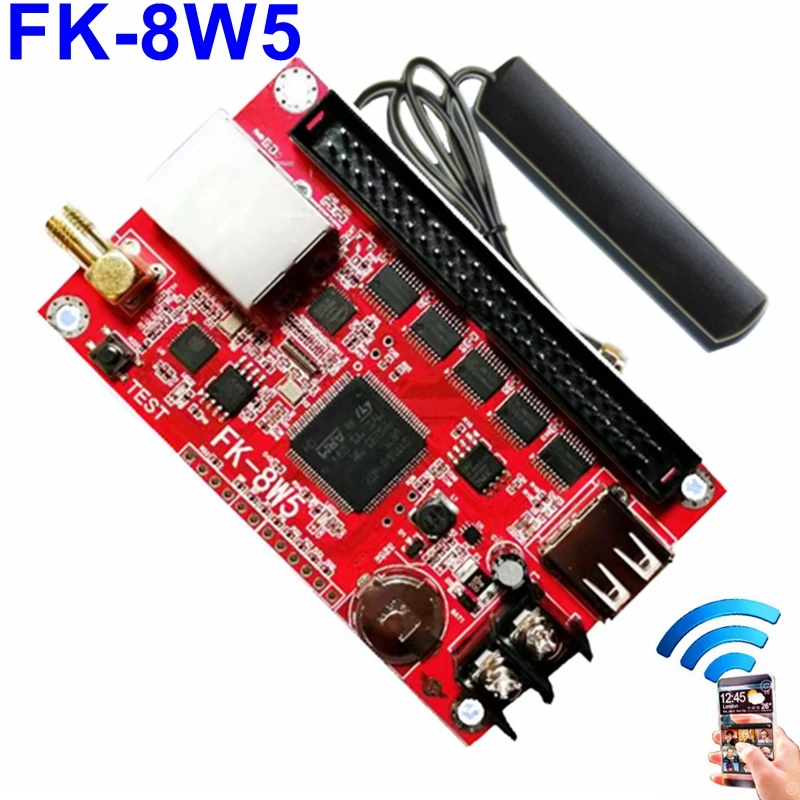 

FK-8W5 Wifi And USB Led Controller Board 768*256 Pixels Wireless PC Phone APP Support P10 F3.75 P4.75 F5.0 Led Control Card