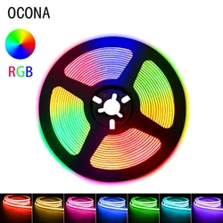 COB RGB LED şerit işıklar duvar odası dekor için su geçirmez IP67 840LED DC 24V 12V esnek şerit RGB bant 10m