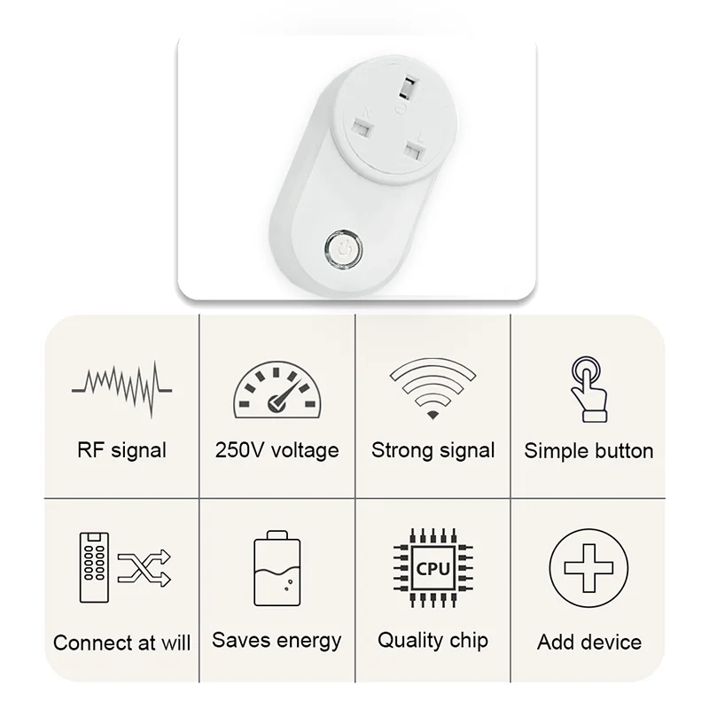 433 Mhz Wireless Remote Control Switch AC220V 15A UK Smart Socket And Rf Universal Plug With Electrical Outlets For Light/Led