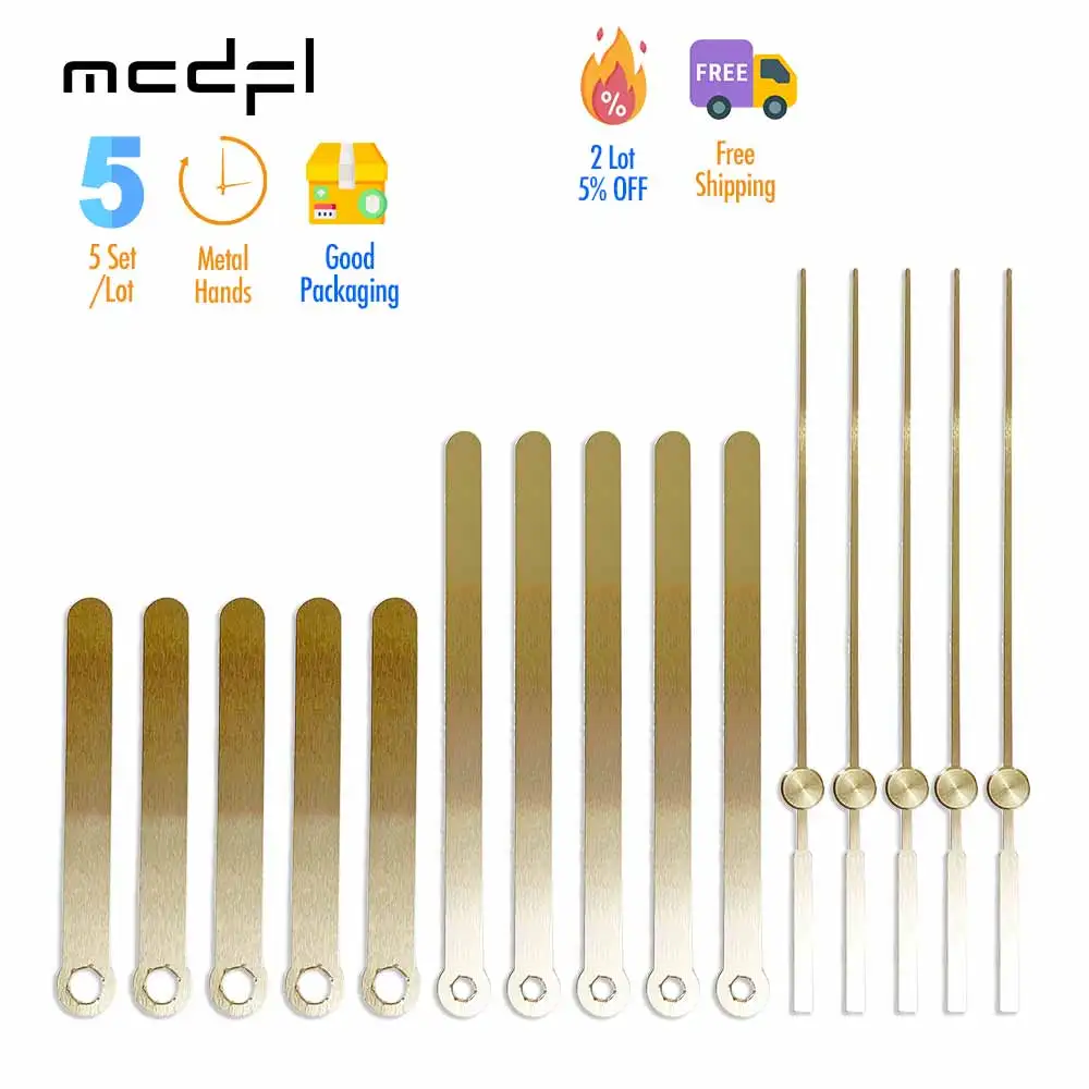 MCDFL Gold Clock Hands Wall Modern Design Quartz Movement Mechanism DIY Clockwork Shaft for Hours Long Arrows Replacement Parts