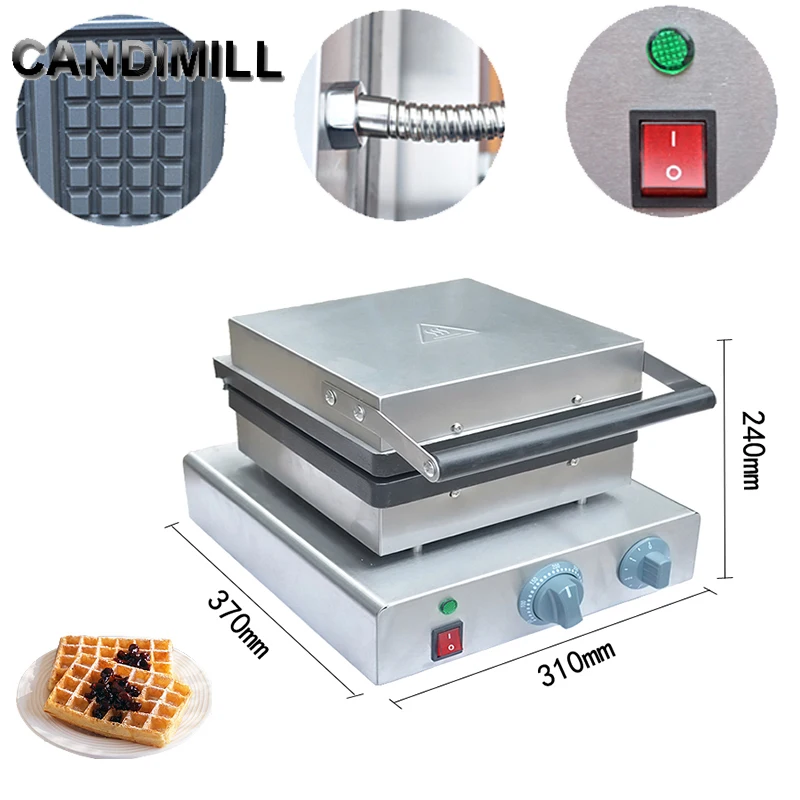 220V Waffle Maker Machine Square Waffle Iron Cake Oven Electric Non-Stick Ice Cream Waffle Cone Baker