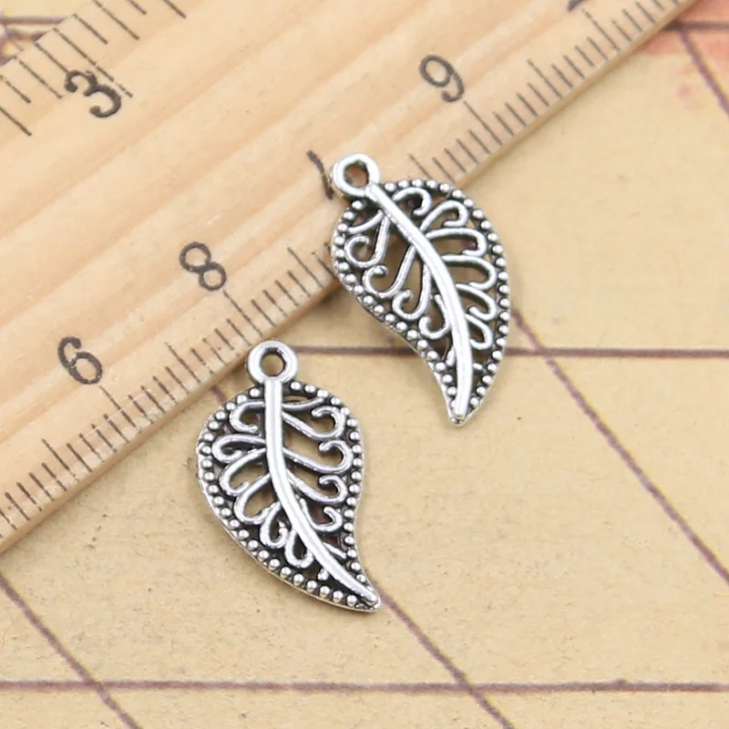 30pcs Charms tree leaf 18x10mm Tibetan Bronze Silver Color Pendants Antique Jewelry Making DIY Handmade Craft Pendant