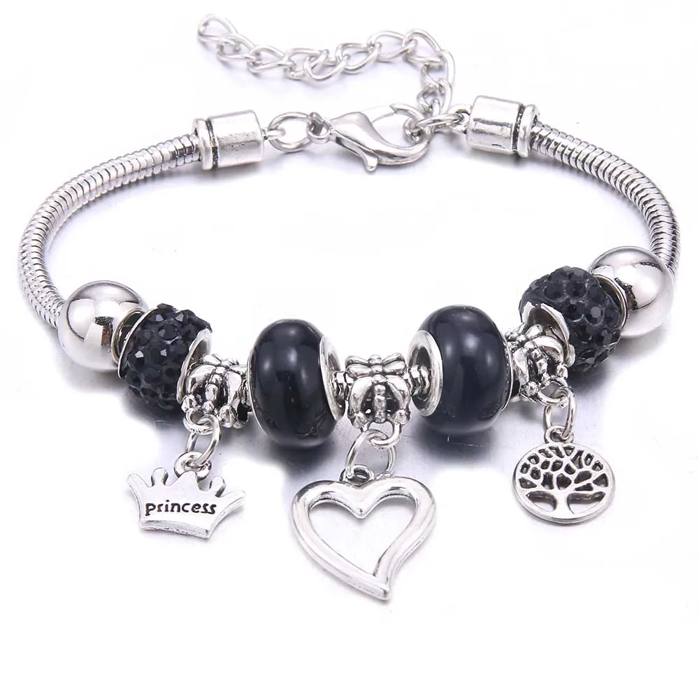 Charm Bracelet & Bangles 6-color Tree of Life crystal glass beads Brand Bracelets For Women Fashion Jewelry Girl Friendship Gift