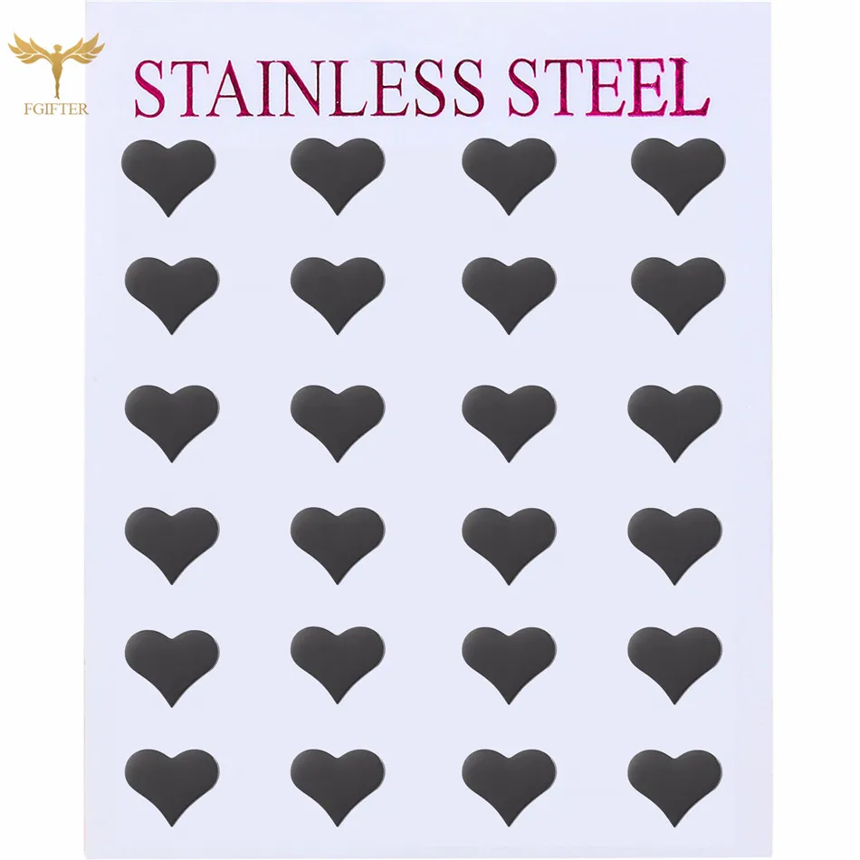 New Hot Sale Love Heart Stud Earrings Party Gift Women's Earrings Cheap Stainless Steel Jewelry Set Brincos 12 Pairs\Set