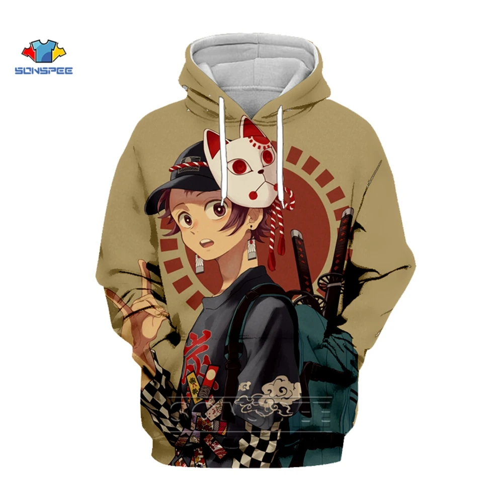 SONSPEE Janpan Anime Kimetsu no Yaiba Demon Slayer Hoodie 3D Print Mens Clothing Harajuku Sweatshirt Tracksuit Woman Streetwear