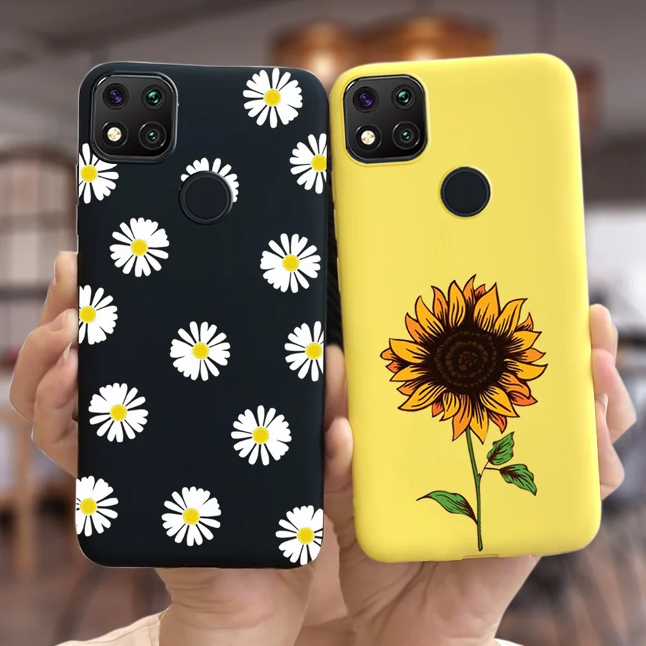 For Redmi 9C Case 9 C Soft Silicon Beautiful Sunflower Painted Cover Fundas on For Xiaomi Redmi 9C NFC Redmi9C Phone Case Bumper