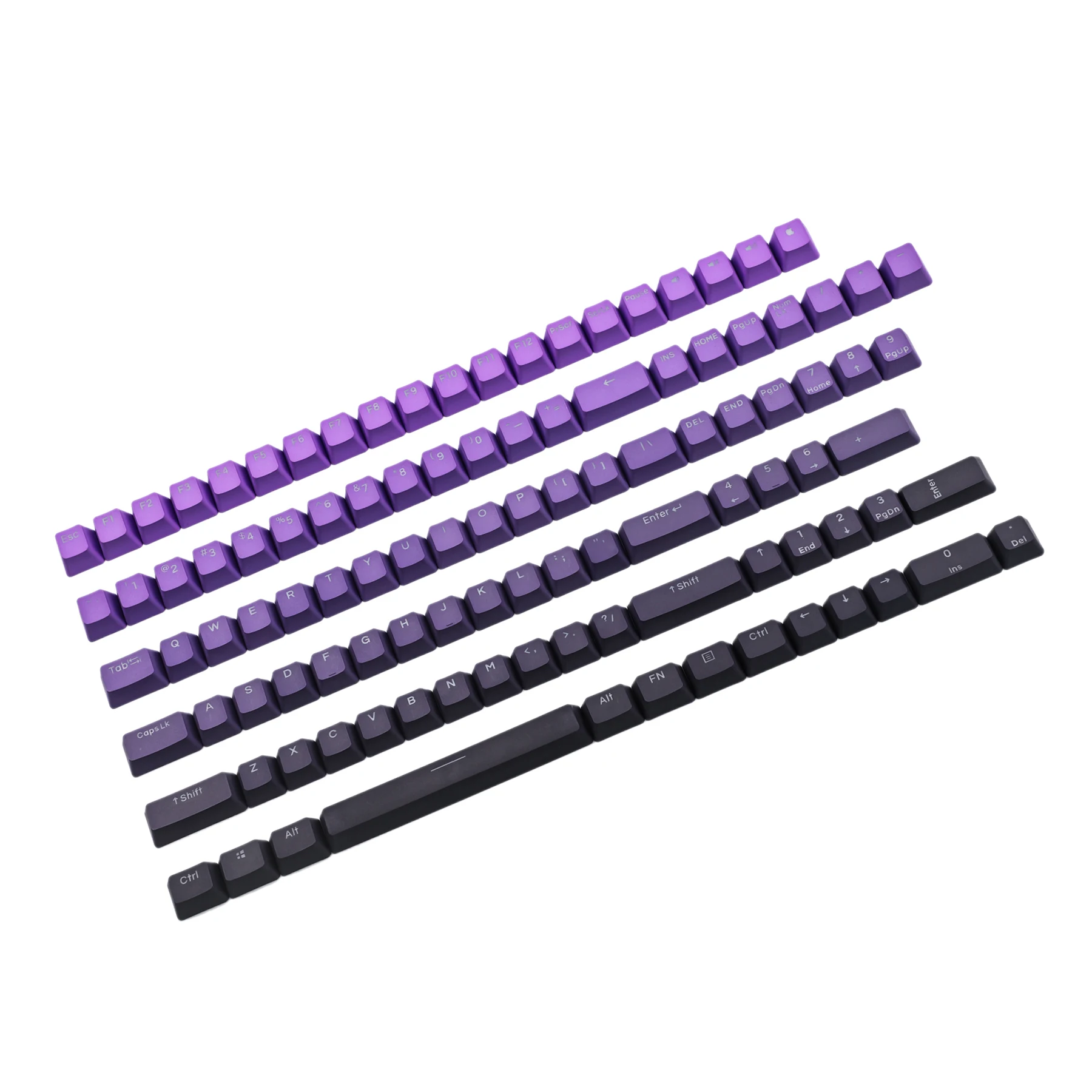 OEM 108 Purple Black Gradient Keycap | Dyed Double Shot Shine Through PBT Keyset | For MX Mechanical Keyboard 61 87 104 Keychron