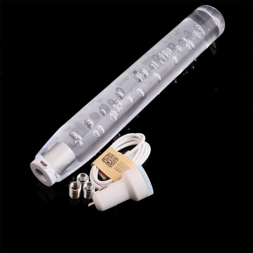 20 25 30 35 40cm Car Transparent Stitching Multicolor Gear Shift Knob Crystal Bubble Shifter Lever With 7 Color Led Holder