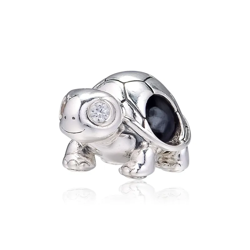 New 925 Sterling Silver Charms Pave Stones Eyes Turtle Crystal Beads Fit Charm Bracelet Femme DIY Charm Beads for Jewelry Making