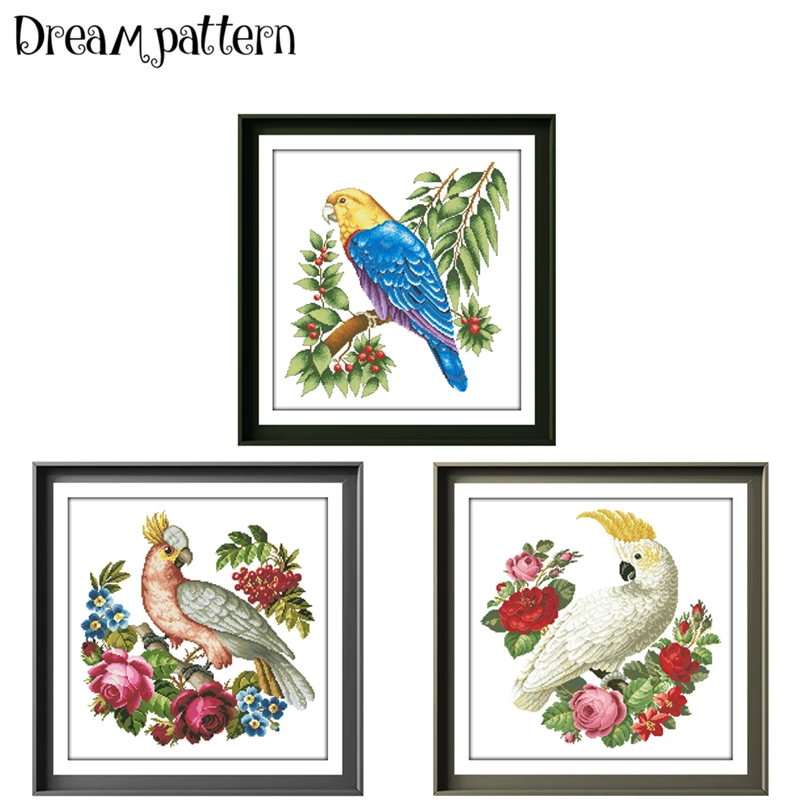 

Наборы для вышивки крестиком в виде попугая, 18 карат, 14 карат, 11 карат, белая ткань, хлопчатобумажная нить, Набор для вышивки своими руками для начинающих