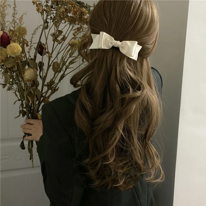 super beautiful sharp corners simple lady style French half-tie bow hairpin side clip top clip Women  hair accessories