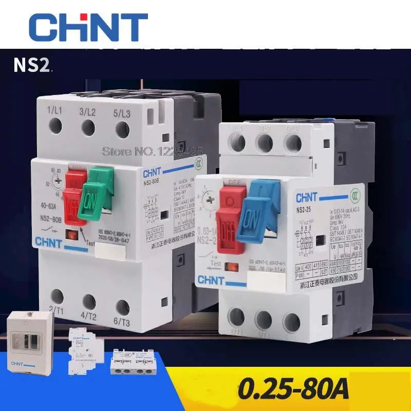 

CHNT 0.25-80A AC Motor Starter NS2-25 NS2-80B AE11 AU11 220V-390V Motor Protection Thermal Switch General Motor Protector CHINT