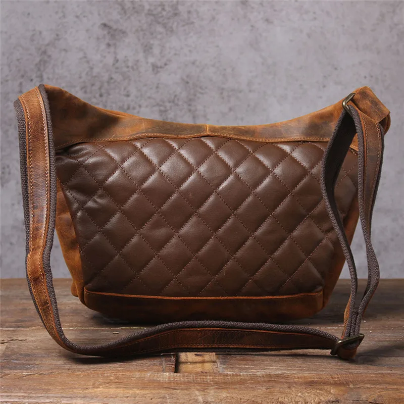 PNDME-Bolso de pecho de cuero genuino de gran capacidad para hombre, bolsa de cintura de cuero de vaca de Caballo Loco retro, bolsos de mensajero de