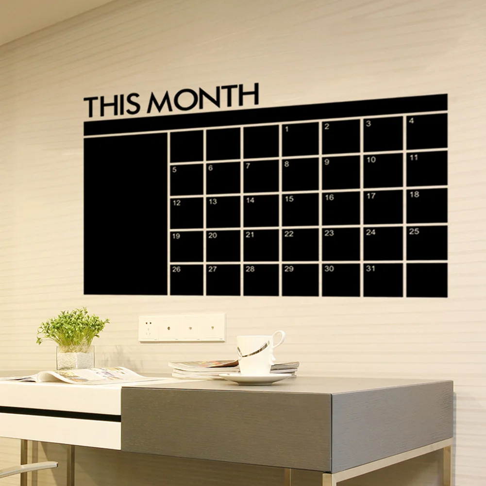 Large Chalkboard Calendar Wall Decal Sticker Monthly Planner Blackboard Decor