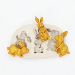 Standing Cute Rabbit Silicone Mold Kitchen Baking Decoration Tool Resin DIY Bunny Cake Chocolate Candy Fondant Moulds