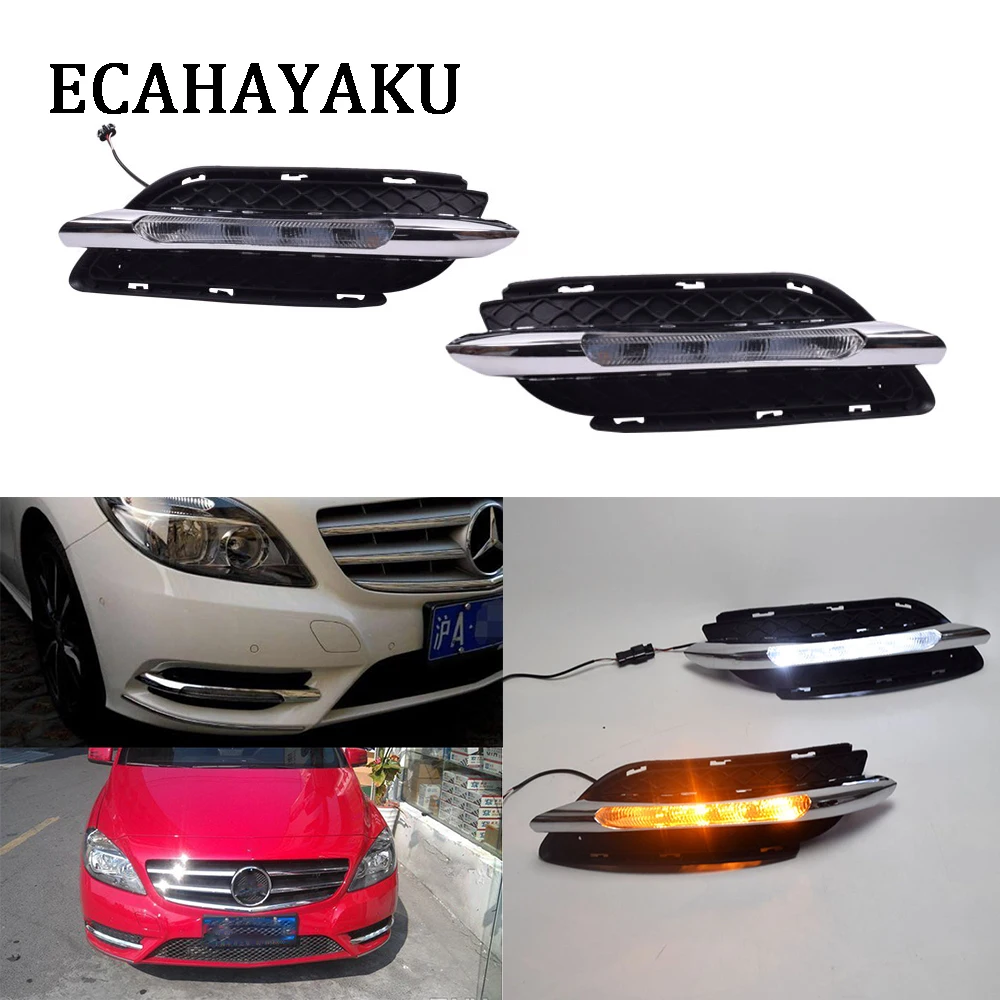 

12v 24v Drl Turn Signal Light For Benz W246 B180 B200 2011 2012 2013 Daytime Running Lights Amber Dual Color Auto Fog Lamp Ip68