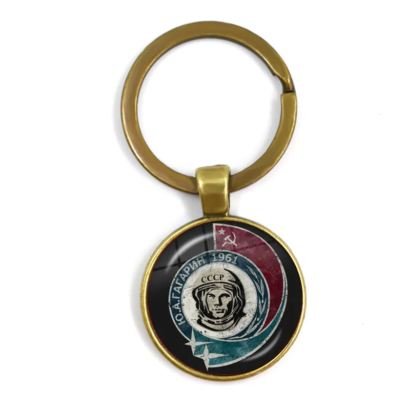 CCCP Sowjet Abzeichen Russland Keychain Raum Flug Universum UDSSR Sowjet Kommunismus Symbol Charme Glas Cabochon Schlüssel Ringe Schmuck Männer