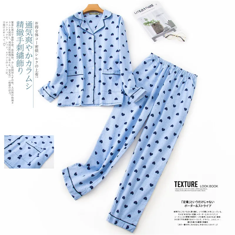 

Women's 100% Cotton Pyjamas 2-piece Pajamas Long Sleeve Trousers Sleepwear Autumn Winter New Pijama Female Cartoon Home Wear