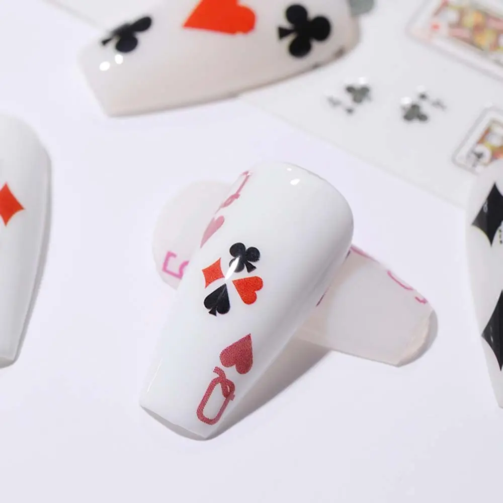 Wodoodporne Naklejki Interesujące Modne Karty do Gry Projekt Manicure Poker Nail Art Naklejka DIY Dekoracja Paznokci