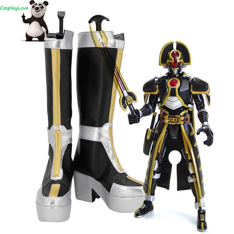 

Kamen Rider Masked Rider Orga 555 Orga Yellow Black Shoes Cosplay Long Boots Leather Custom Made For Party Christmas Halloween