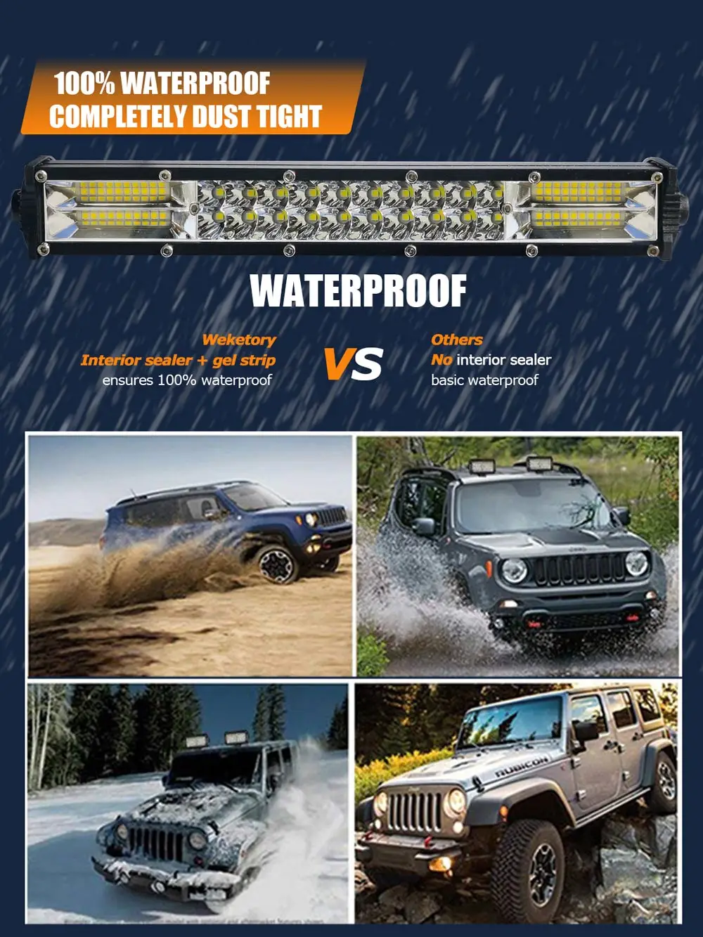 Weketory-Super Slim LED Trabalho Light Bar, 11 ", 21", 2 linhas, para carro, veículo, trator, barco, Off Road, 4WD, 4x4, caminhão, SUV, ATV