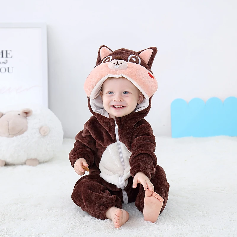 

Newborn Baby Onesie Romper Cute Squirrel Baby Girl Boys Clothes Kigurumis Rompers Kid Infant Jumpsuit Warm Costume 0-2 years old